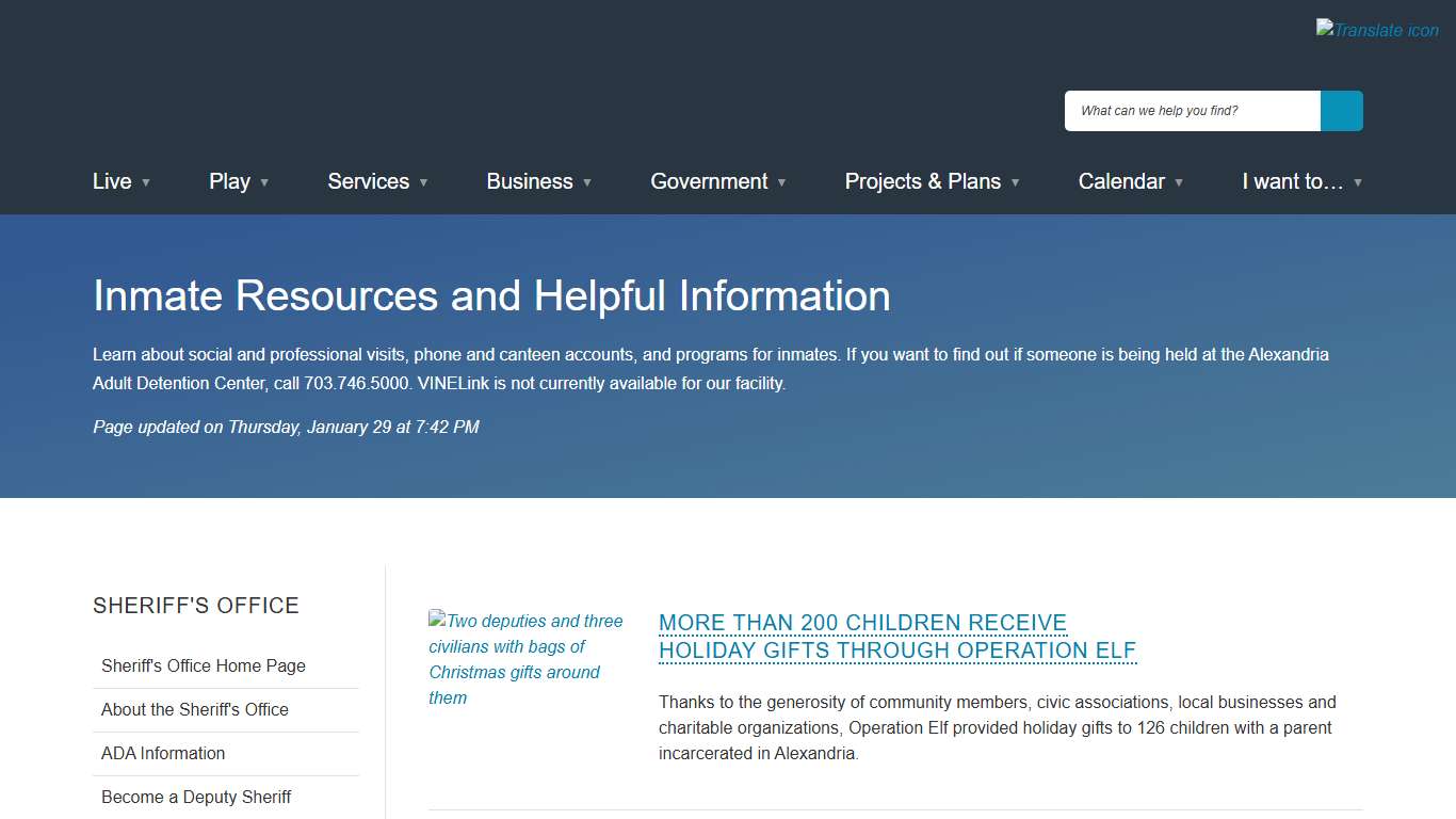 [Current] Inmate Resources and Helpful Information City of Alexandria, VA