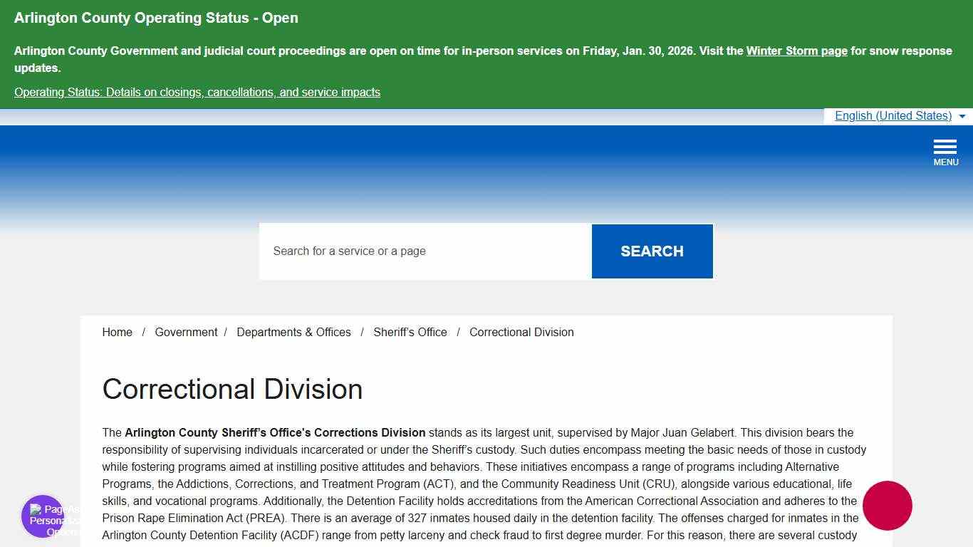 Correctional Division – Official Website of Arlington County Virginia Government