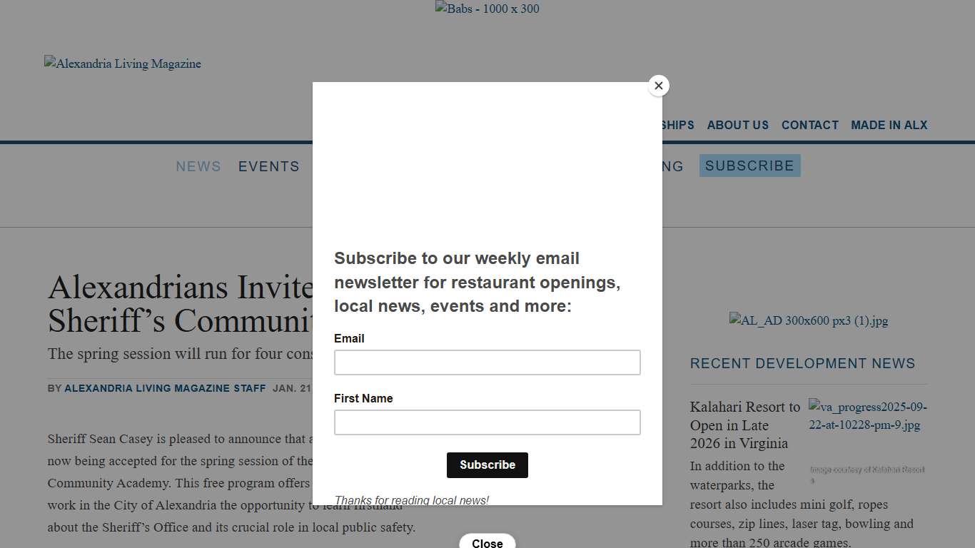 Alexandrians Invited to Apply for the Spring Sheriff’s Community Academy - Alexandria Living Magazine